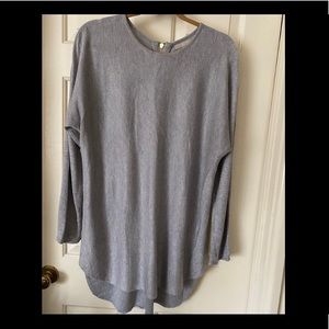 Gray Sweater - Joan Vass - Gold Zipper Back Detail